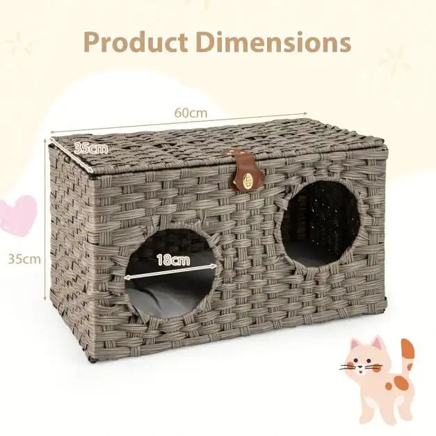 Panier osier décoratif en rotin PE pour chat