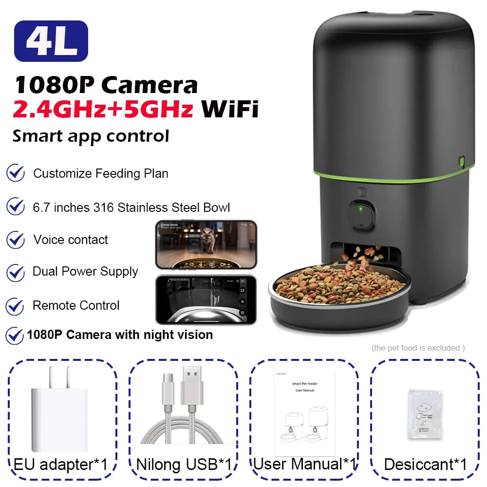 Distributeur automatique avec caméra HD 1080p et application Tuya