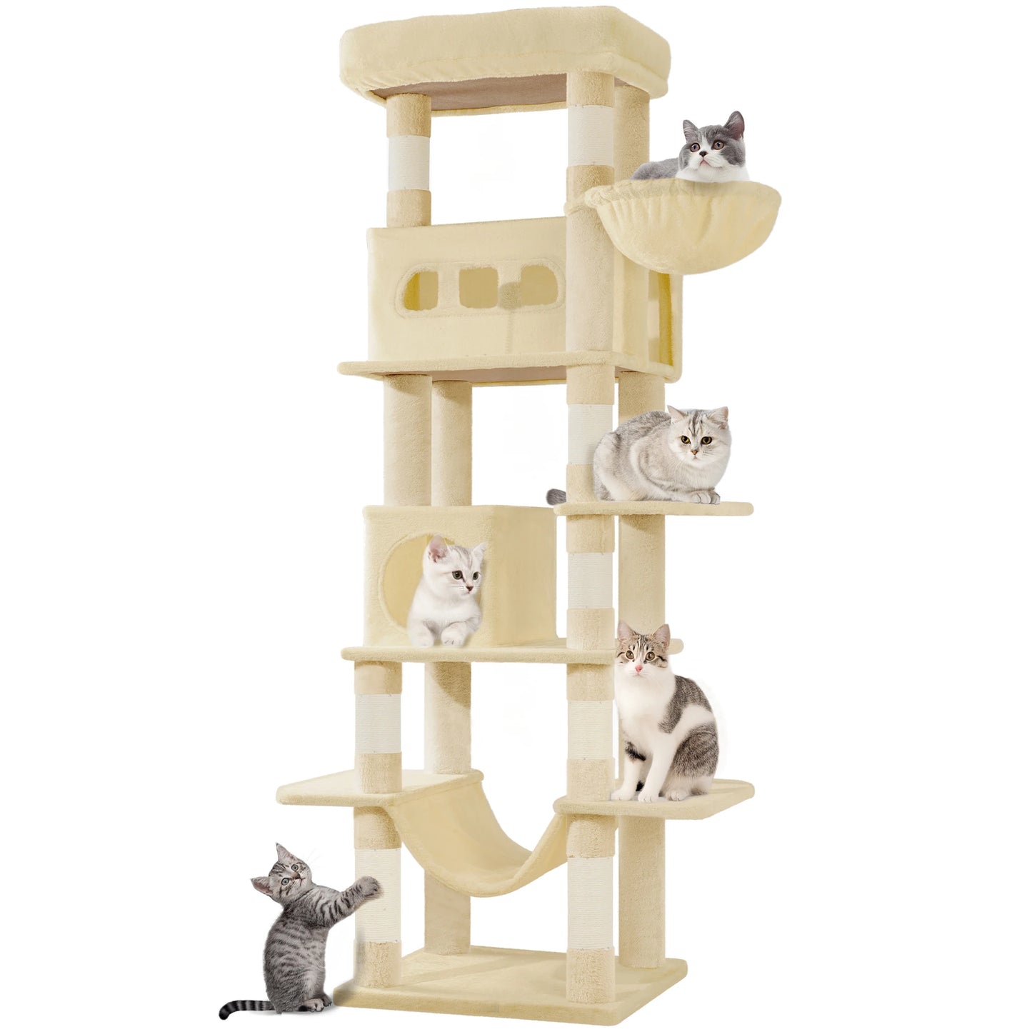 Arbre à chat XXL 170 cm — multi-plateformes pour grandes races