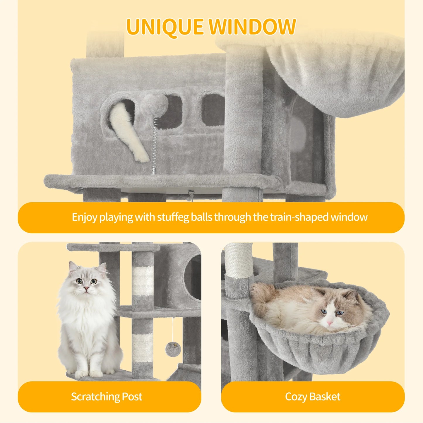 Arbre à chat XXL 170 cm — multi-plateformes pour grandes races