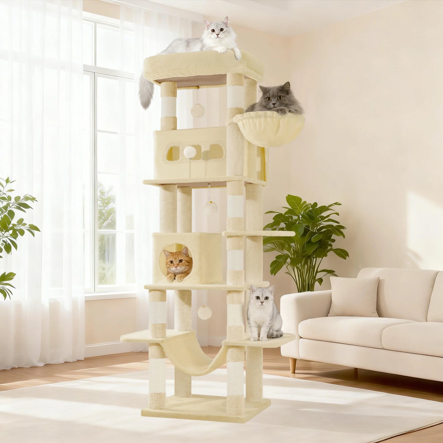 Arbre à chat XXL 170 cm — multi-plateformes pour grandes races