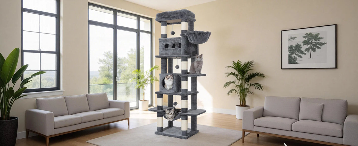 Arbre à chat XXL 170 cm — multi-plateformes pour grandes races
