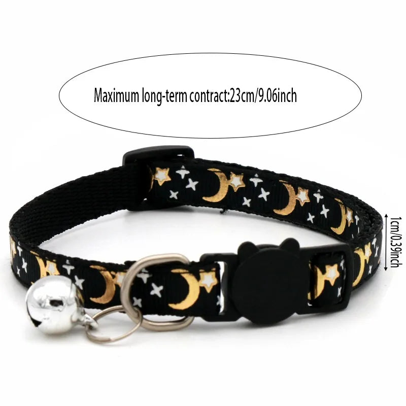 Collier chat coloré avec grelot — motif empreintes