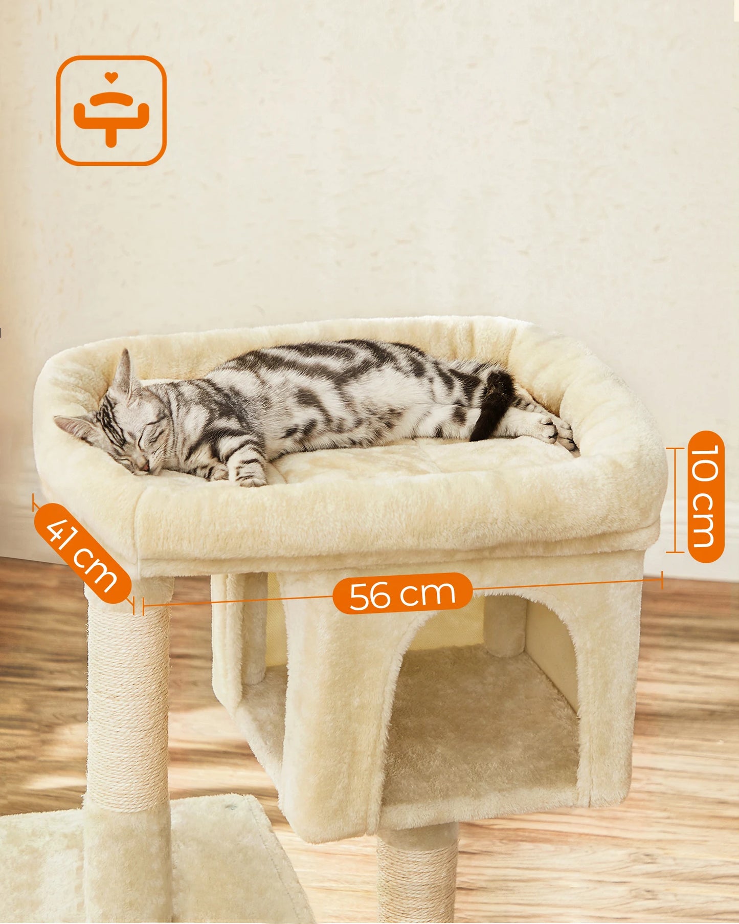 Arbre à chat Feandrea 84 cm — 2 niches et griffoir