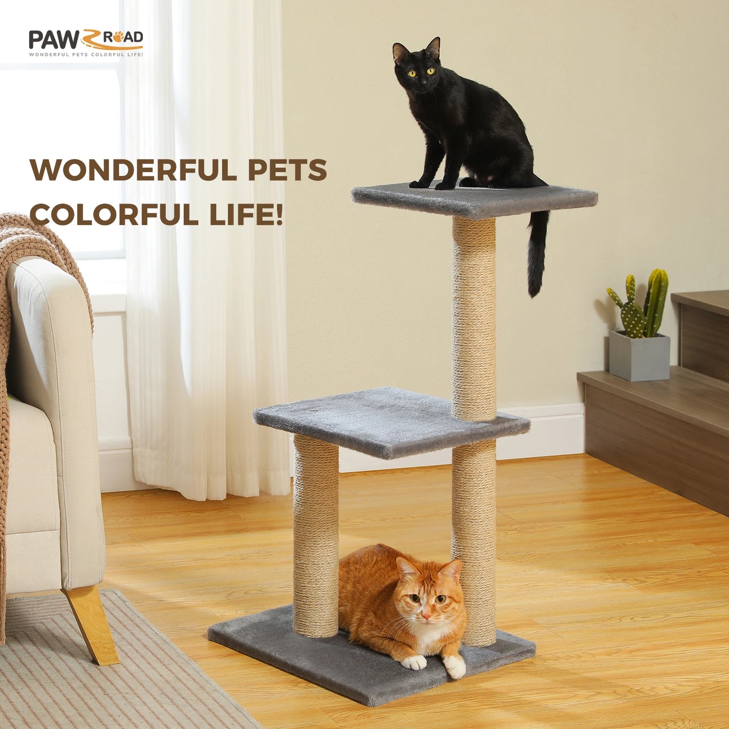 Arbre à chat 73 cm — hamac & griffoirs sisal pour chat d'intérieur