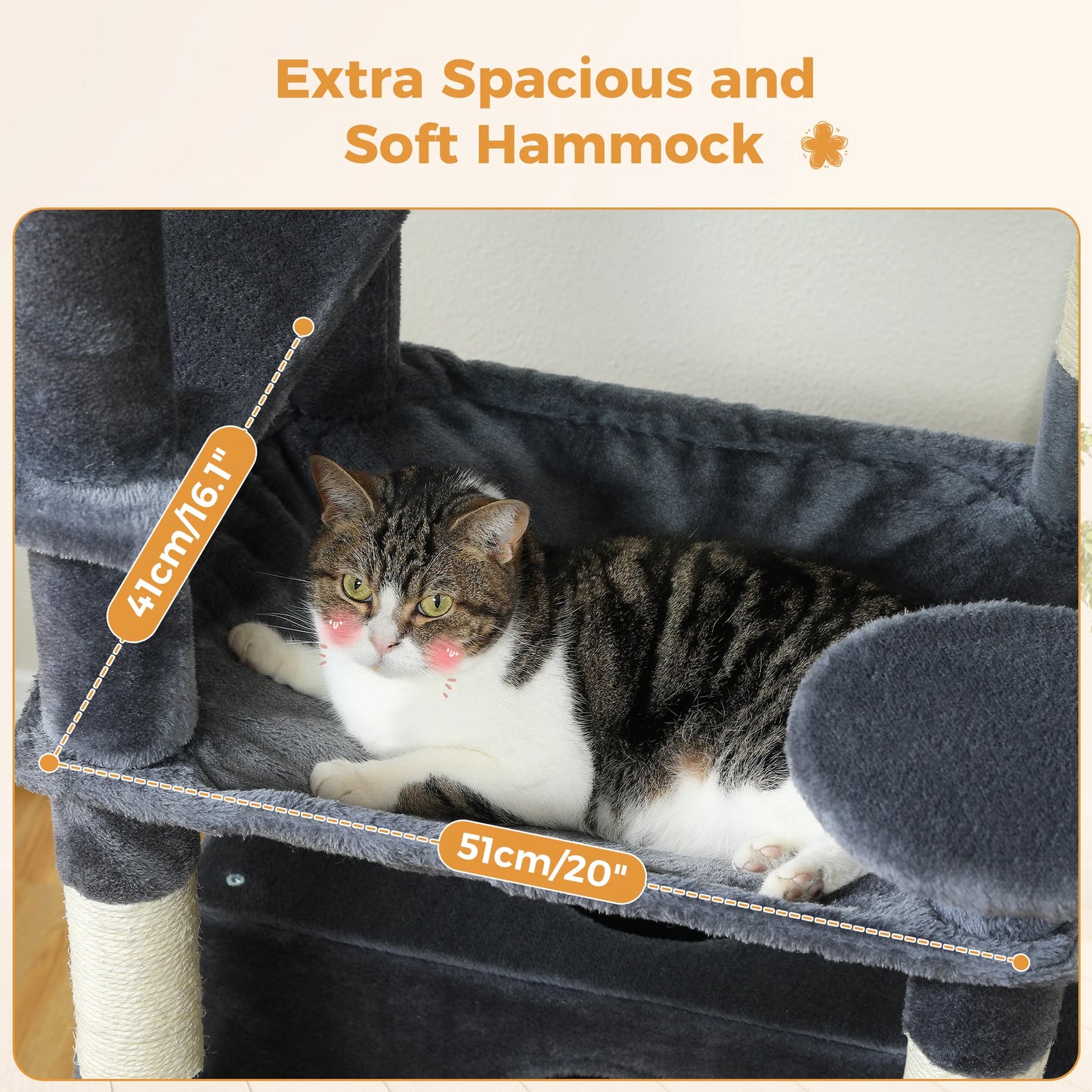 Grand arbre à chat multi-niveaux — sisal, hamac & niches