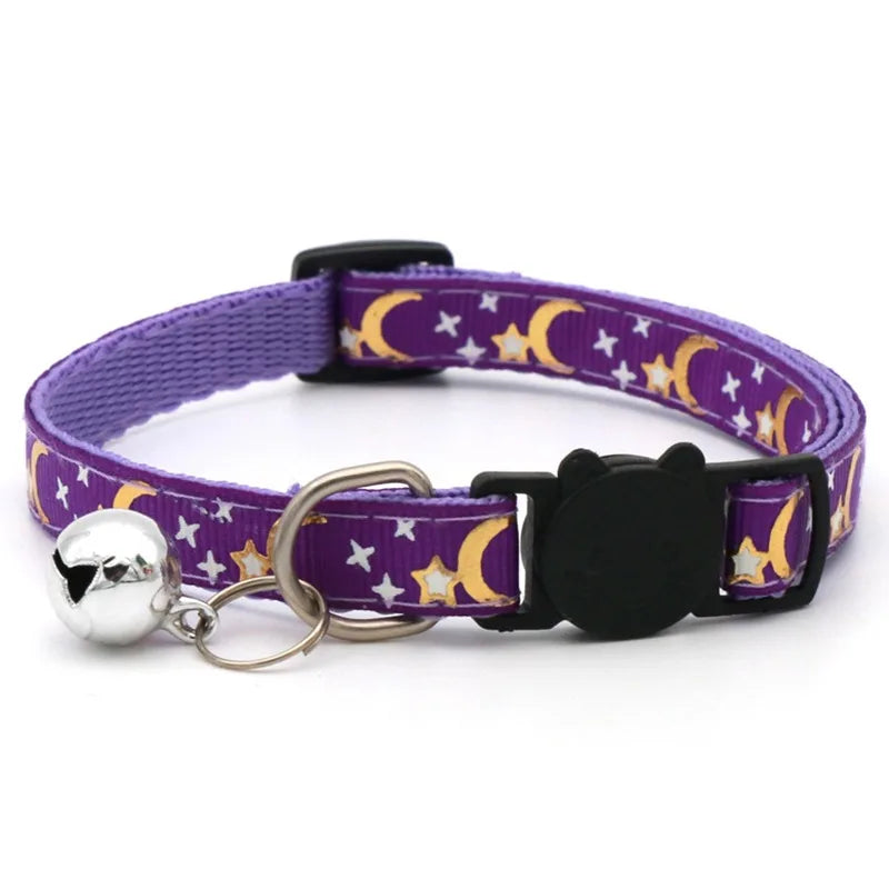 Collier chat coloré avec grelot — motif empreintes