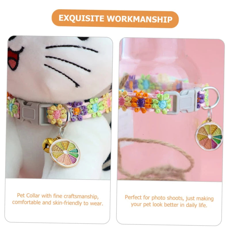 Collier chat coloré avec grelot — motif empreintes