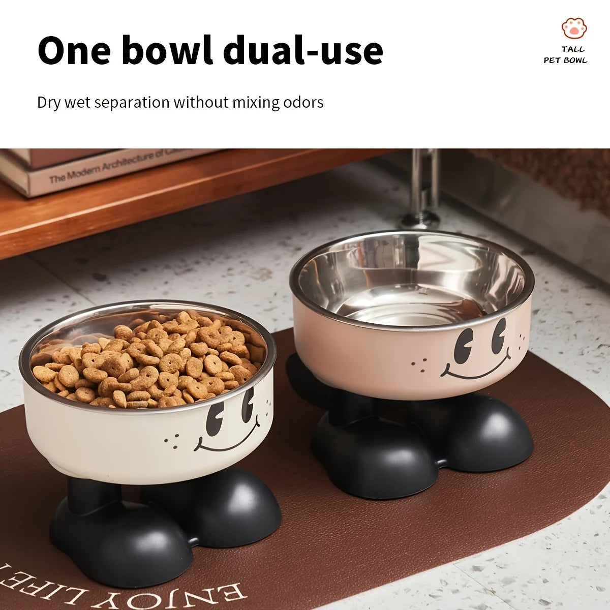 Gamelle surélevée en inox anti-débordement — pour chats et chiens