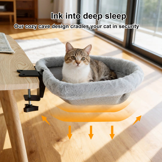 Lit de bureau pliant pour chat — se fixe sur votre bureau