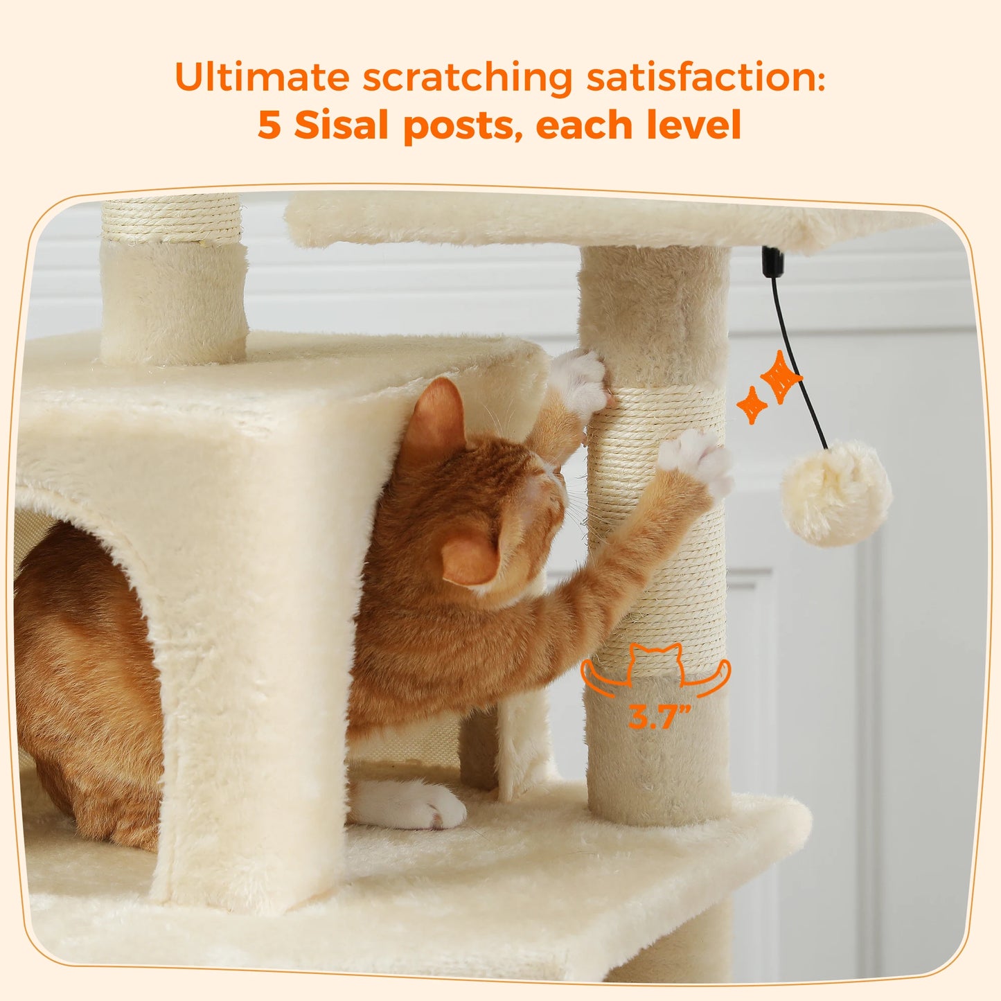 Grand arbre à chat multi-niveaux — sisal, hamac & niches