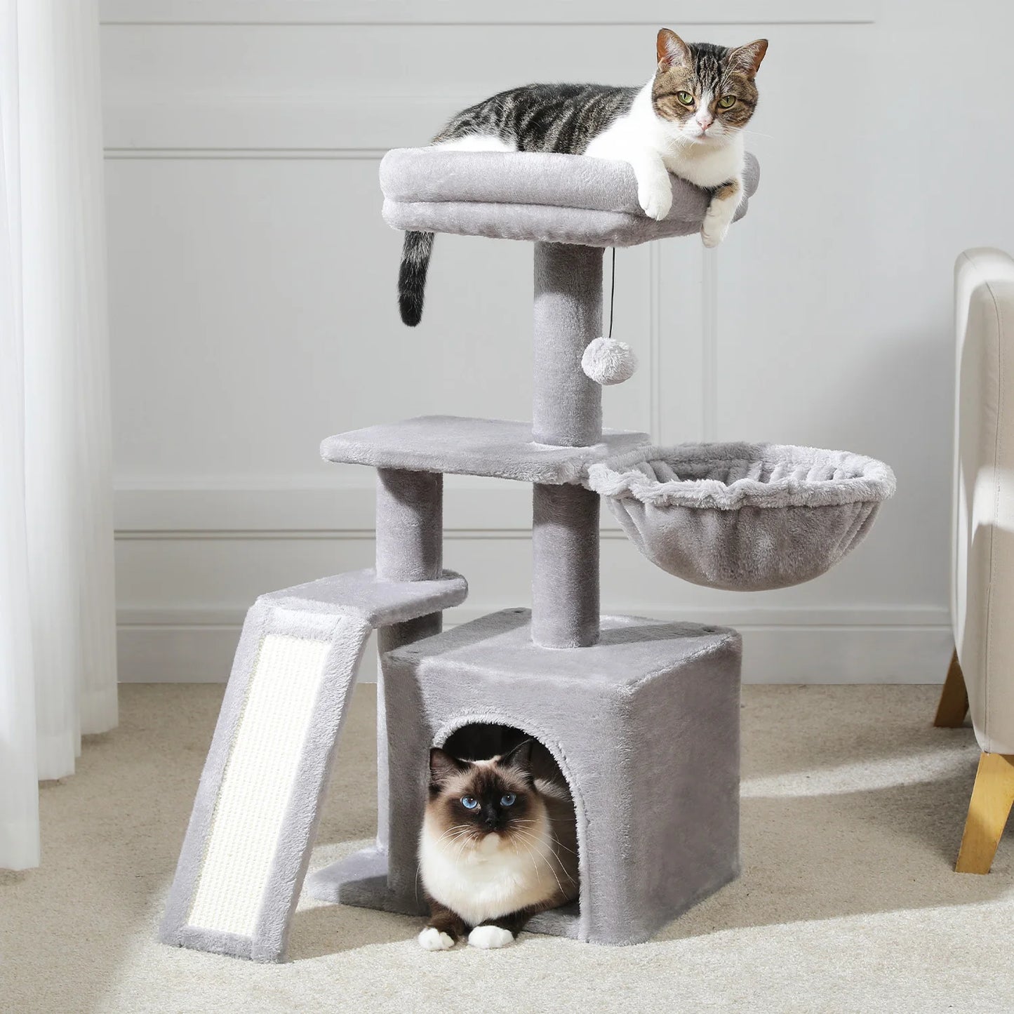 Arbre à chat 73 cm — hamac & griffoirs sisal pour chat d'intérieur