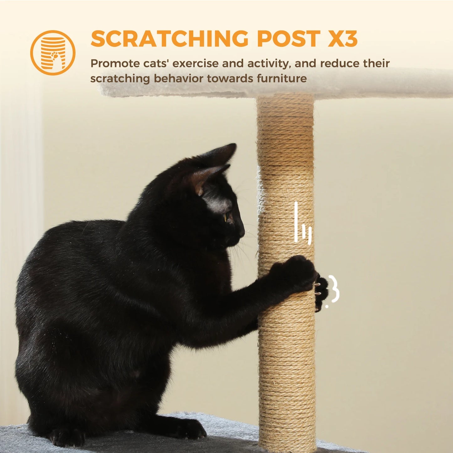 Arbre à chat 73 cm — hamac & griffoirs sisal pour chat d'intérieur
