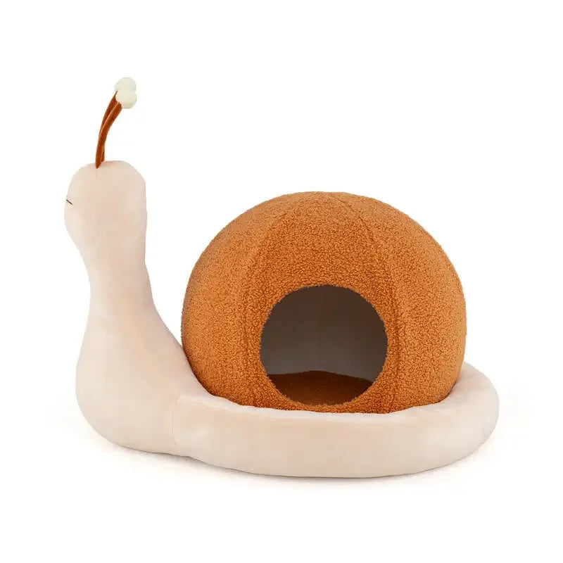 Lit escargot en peluche pour chat — coussin lavable antidérapant