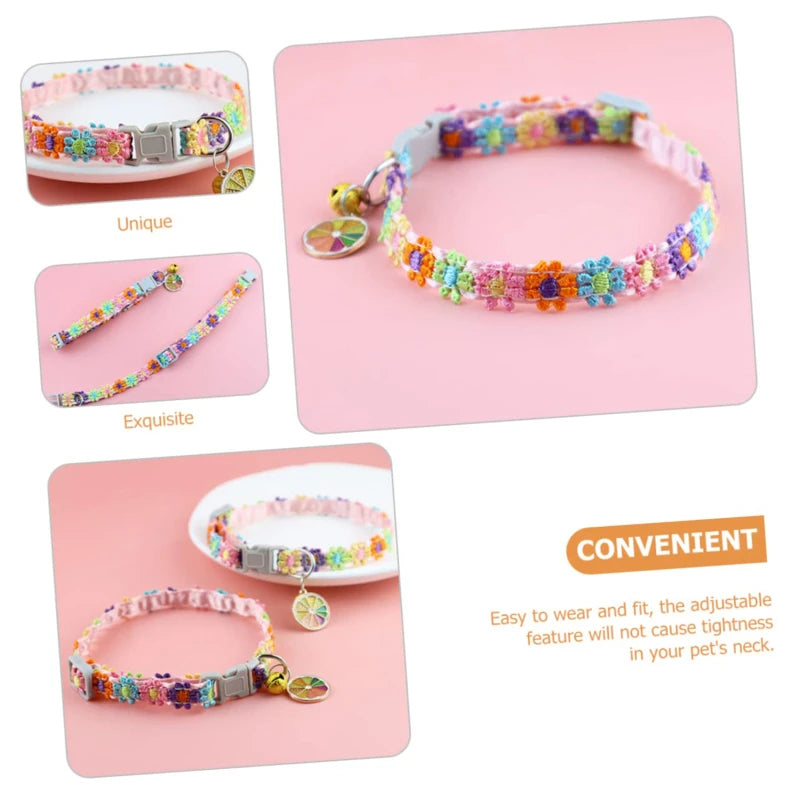 Collier chat coloré avec grelot — motif empreintes