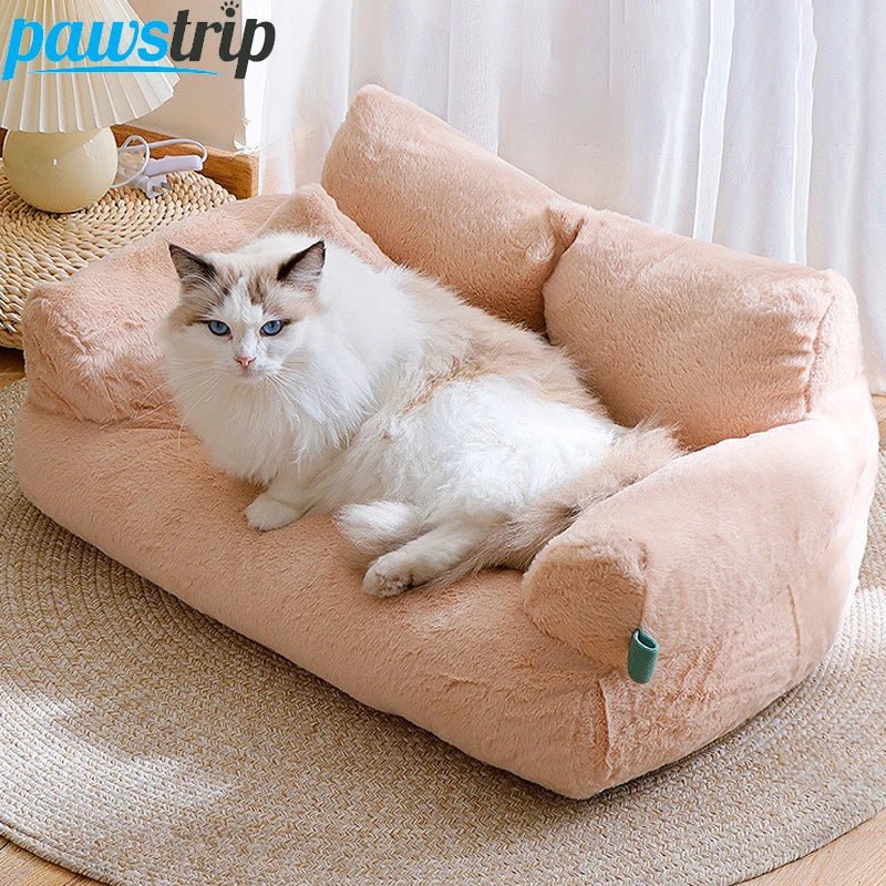 Lit sofa douillet en peluche pour chat