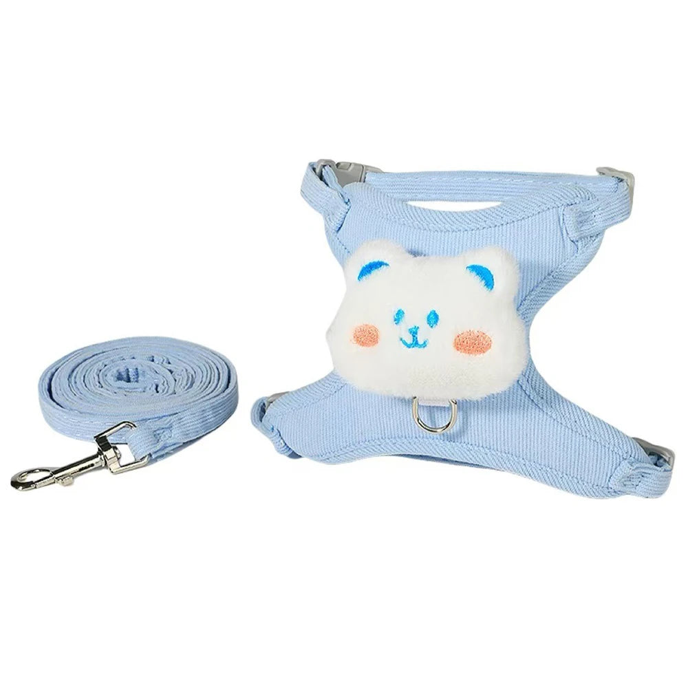 Harnais sac à dos peluche pour chat — escape-proof avec laisse