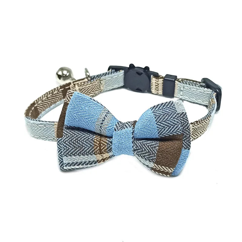 Collier chat nœud papillon & grelot — breakaway sécurisé