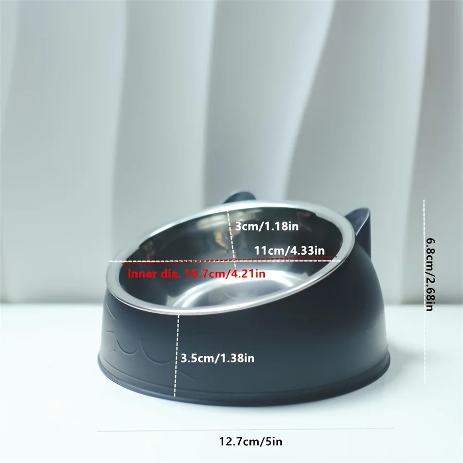 Gamelle inclinée oreilles de chat en inox — protection cervicale 400ml