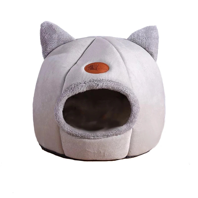 Nid caverne cosy en peluche pour chat — chaleur et intimité