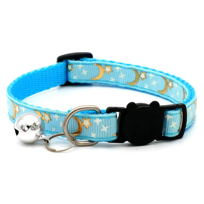 Collier chat coloré avec grelot — motif empreintes