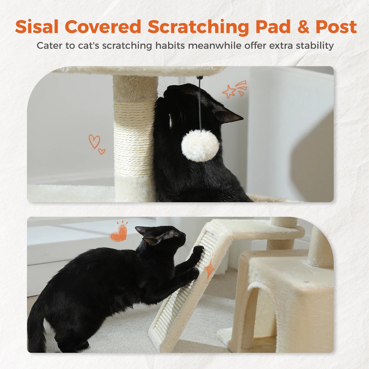 Arbre à chat 73 cm — hamac & griffoirs sisal pour chat d'intérieur