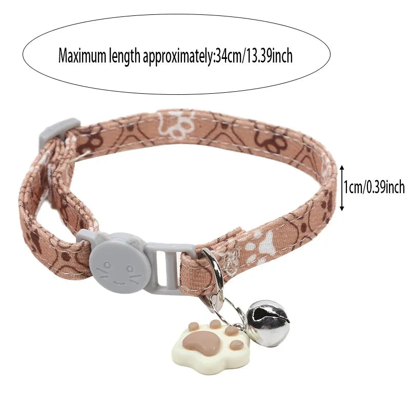 Collier chat coloré avec grelot — motif empreintes
