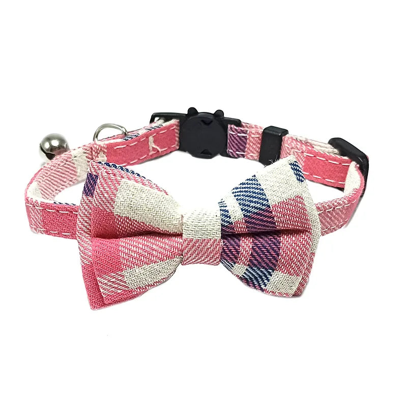Collier chat nœud papillon & grelot — breakaway sécurisé