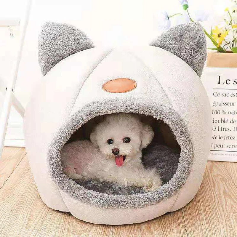 Nid caverne cosy en peluche pour chat — chaleur et intimité