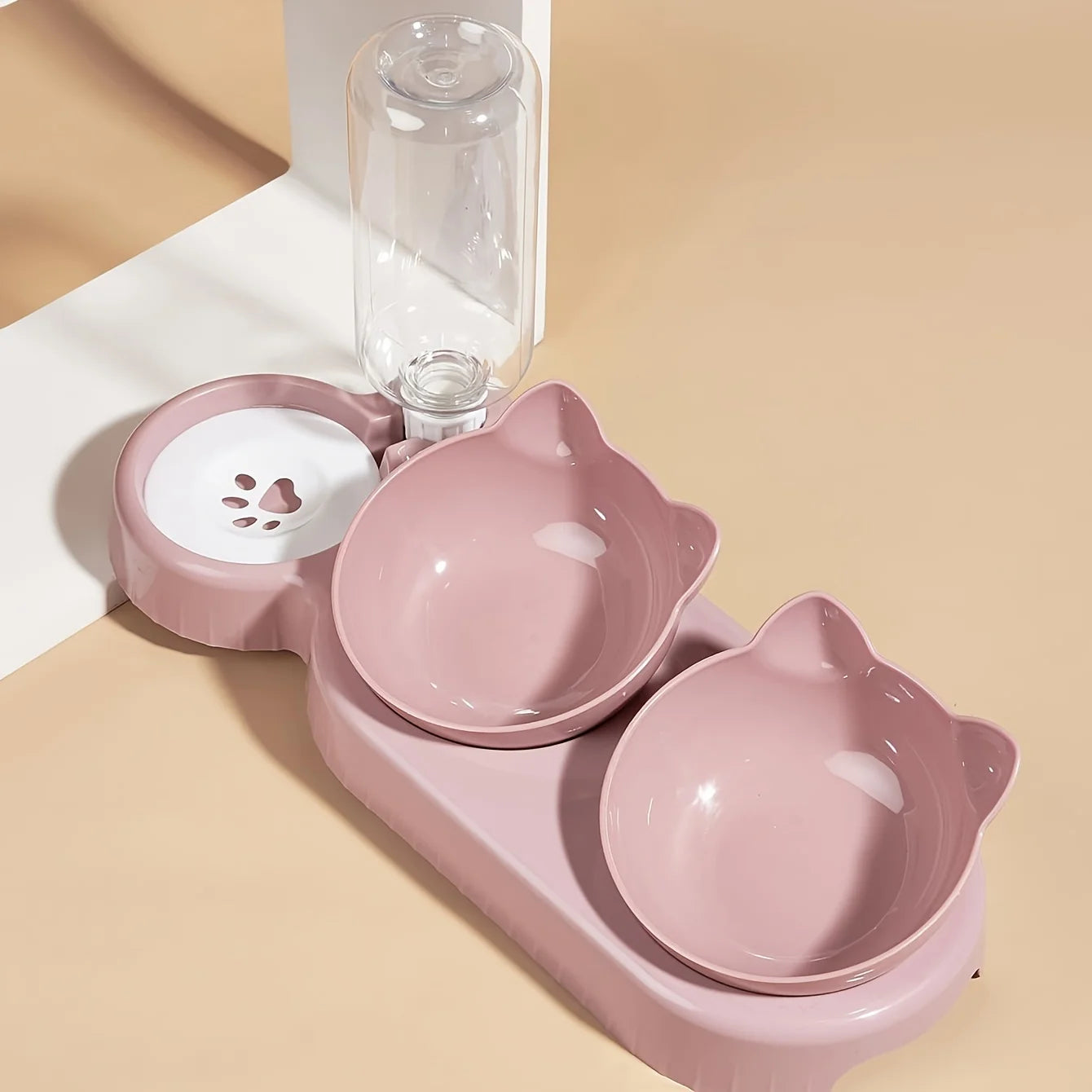 Set 3-en-1 gamelles & fontaine gravité — design oreilles de chat