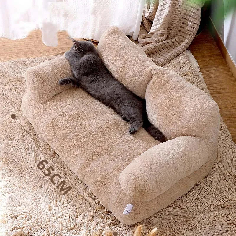 Lit sofa douillet en peluche pour chat