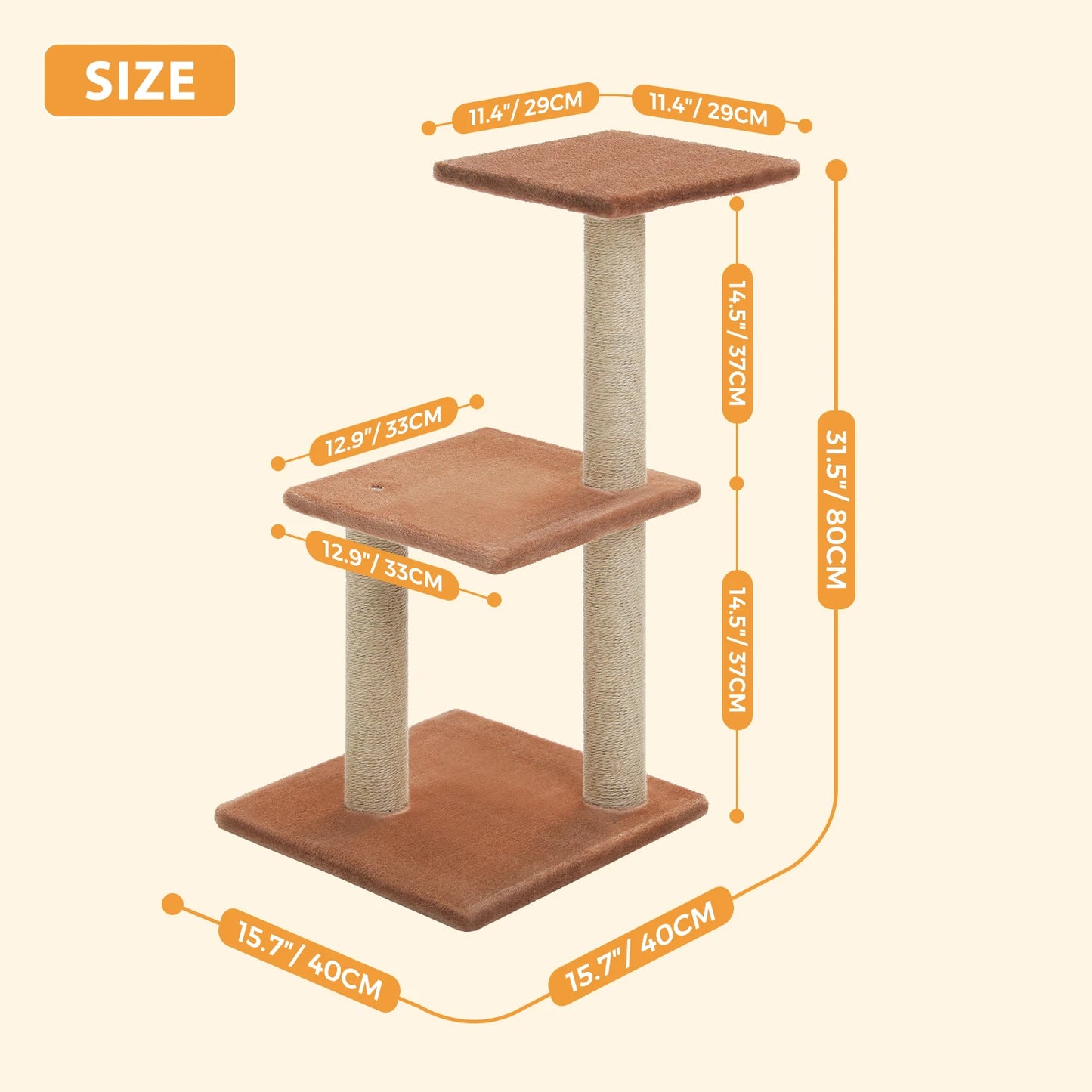 Arbre à chat 73 cm — hamac & griffoirs sisal pour chat d'intérieur