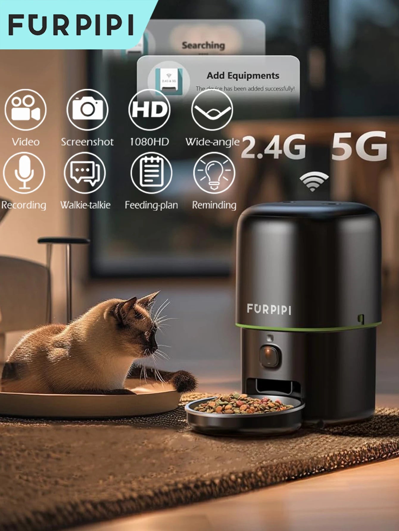 Distributeur automatique avec caméra HD 1080p et application Tuya