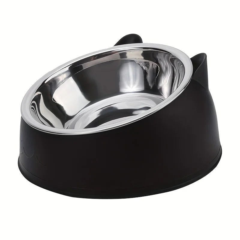 Gamelle inclinée oreilles de chat en inox — protection cervicale 400ml