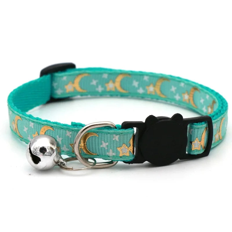 Collier chat coloré avec grelot — motif empreintes