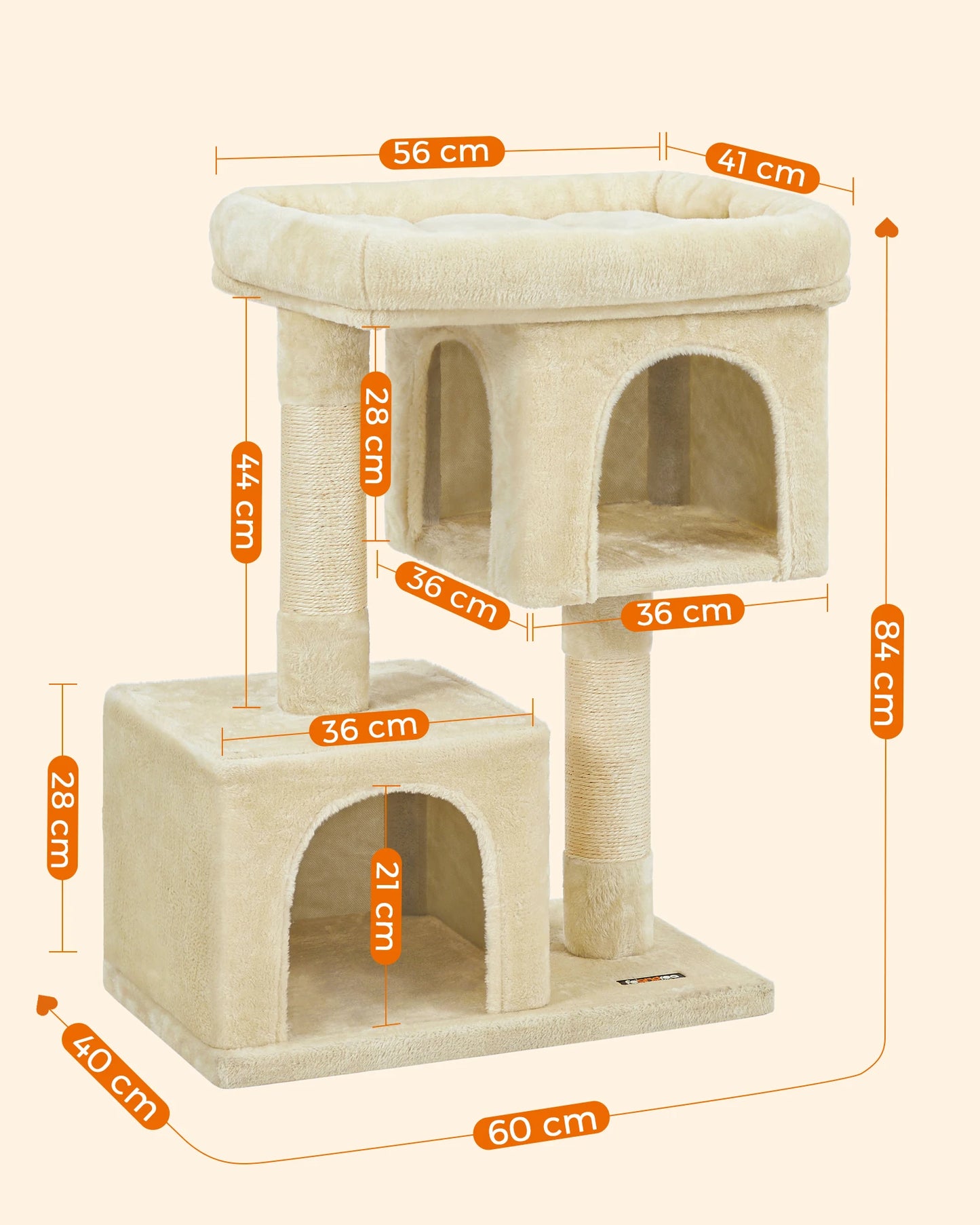 Arbre à chat Feandrea 84 cm — 2 niches et griffoir