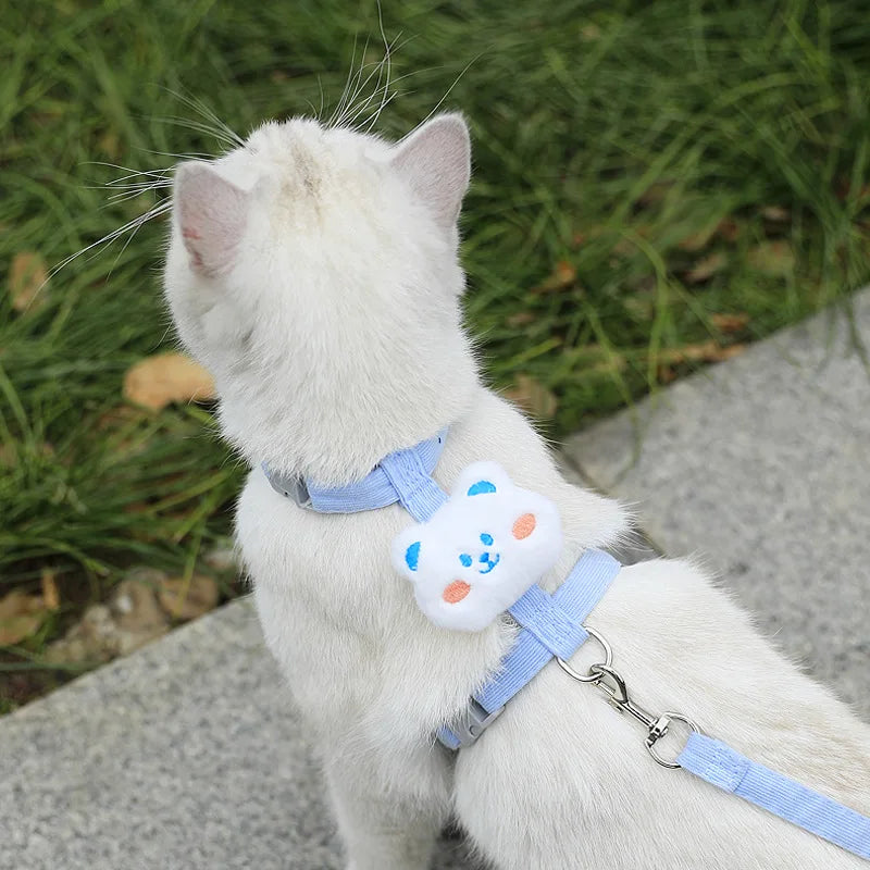Harnais sac à dos peluche pour chat — escape-proof avec laisse