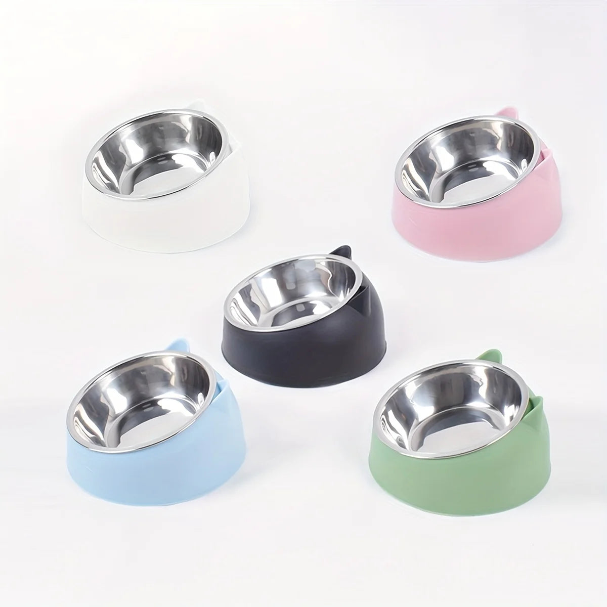 Gamelle inclinée oreilles de chat en inox — protection cervicale 400ml