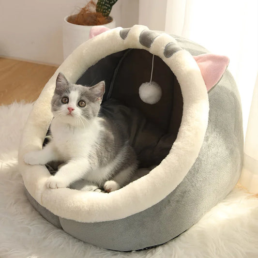 Lit caverne douillet pour chat