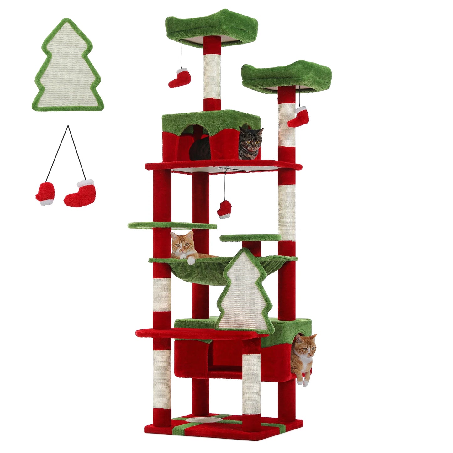 Grand arbre à chat multi-niveaux — sisal, hamac & niches