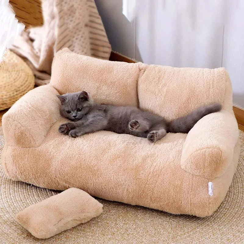Lit sofa douillet en peluche pour chat