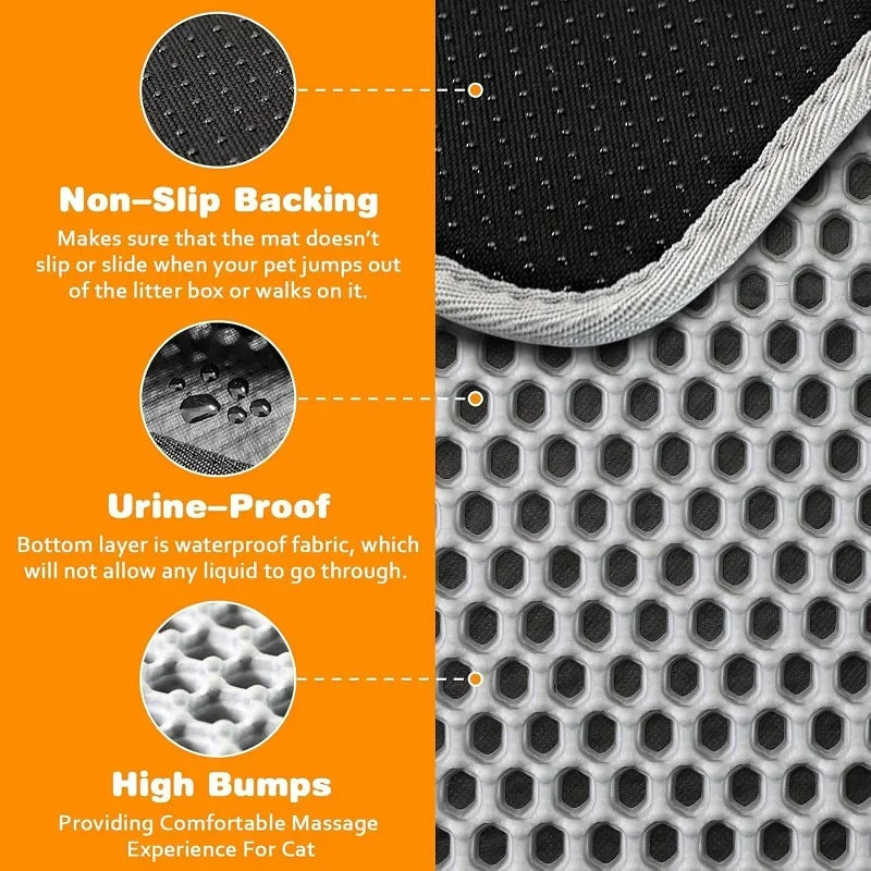 Tapis de litière double couche imperméable — anti-débordement pour chat