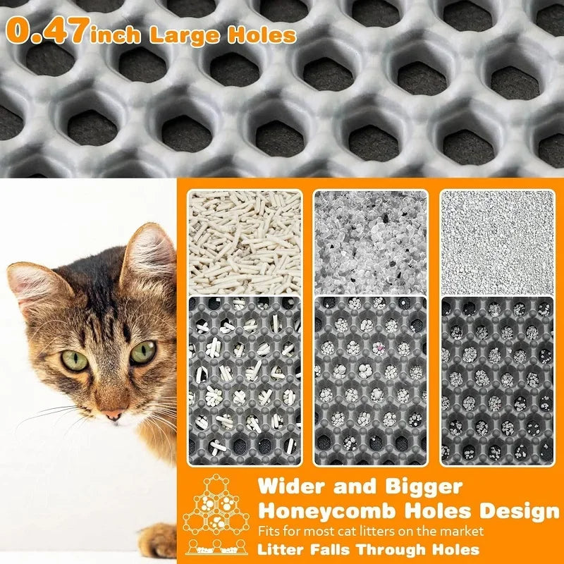 Tapis de litière double couche imperméable — anti-débordement pour chat