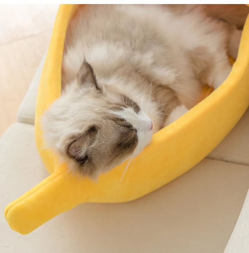Lit banane moelleux pour chat — la cachette tendance