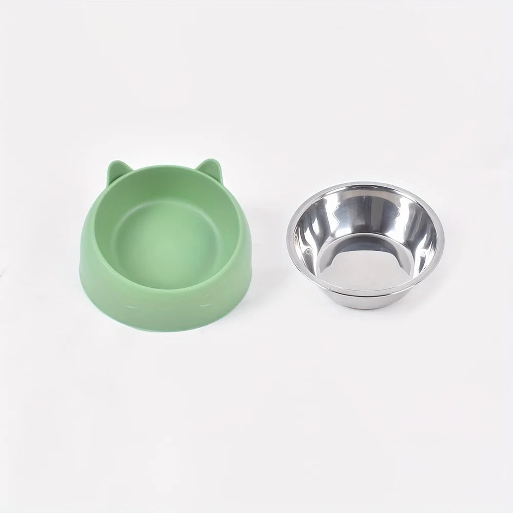Gamelle inclinée oreilles de chat en inox — protection cervicale 400ml