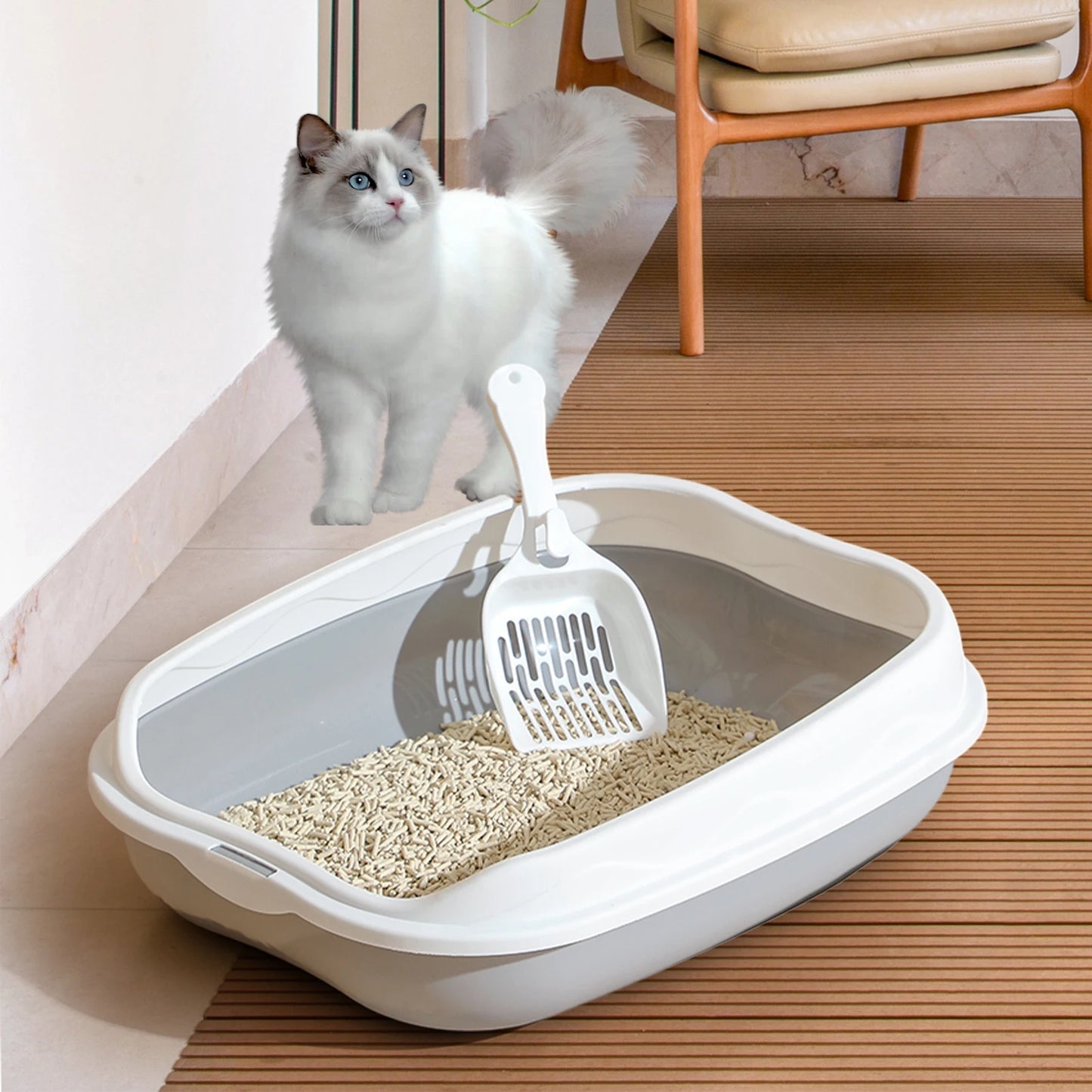 Litière portable semi-fermée — couvercle amovible pour chat et lapin