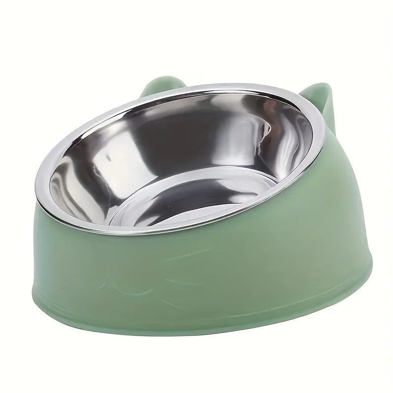 Gamelle inclinée oreilles de chat en inox — protection cervicale 400ml