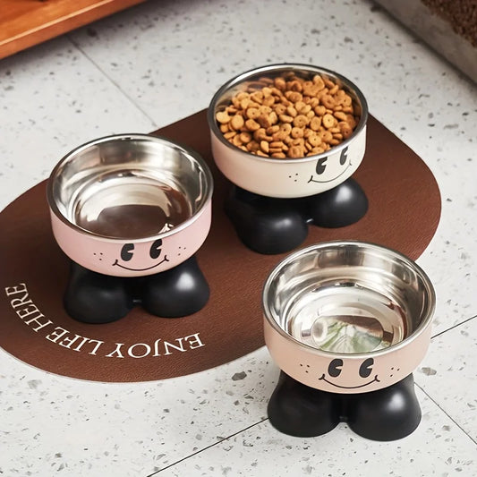 Gamelle surélevée en inox anti-débordement — pour chats et chiens