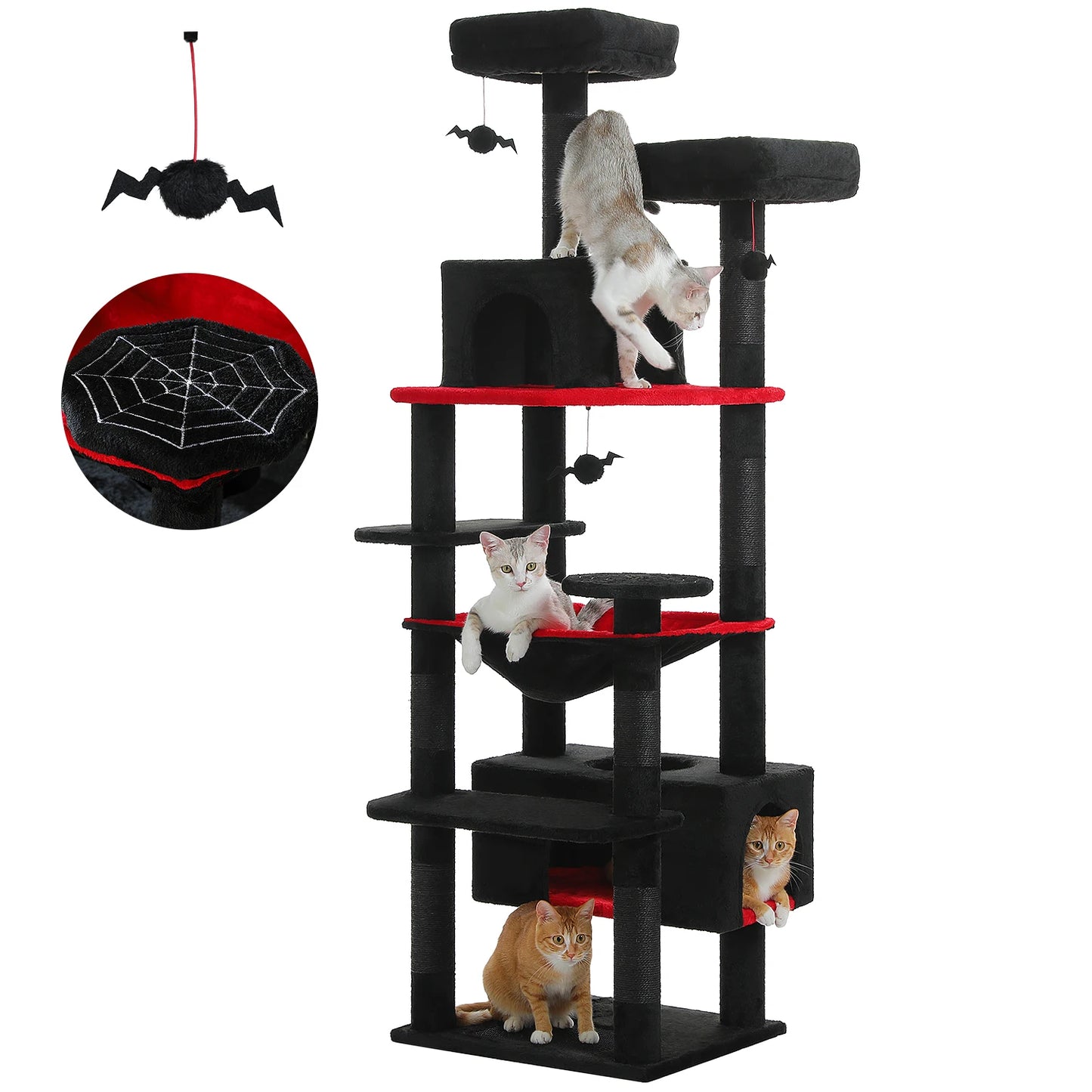 Grand arbre à chat multi-niveaux — sisal, hamac & niches