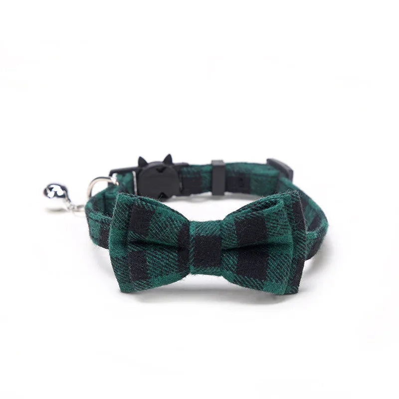 Collier chat nœud papillon & grelot — breakaway sécurisé